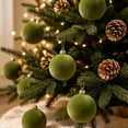 thumbnail image 7 of Rysoverian 6 Pack Flocked Christmas Ball Ornaments, Green Velvet Foam Baubles for Tree Wreath Holiday Decoration, 7 of 7
