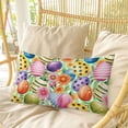 thumbnail image 4 of Easter Colorful Eggs Pillow Covers, Linen Long Throw Pillow Case, Spring Floral Polka Dot Green Striped Holiday Pillow Protector Decorative Cushion Cover for Living Room/Bedroom 20" x 36", 4 of 8