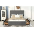 thumbnail image 4 of Queen Size Upholstery Platform Bed with Four Drawers on Two Sides, Adjustable Headboard, Grey, 4 of 9