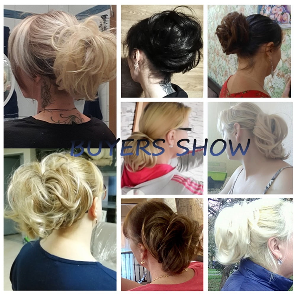 Synthetic Messy Bun Scrunchie Chignon with Elastic Bands Donut Straight Ponytail Hair Pieces