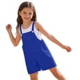 thumbnail image 3 of CPNG Girls Solid Color Short Overalls Sleeveless Suspender Romper Cute Short Jumpsuit with Adjustable Strap(Blue,18-24 Months), 3 of 7