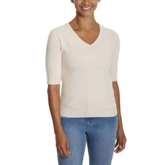 Ella Moss Women's Elbow Sleeve Sweater Size X-Large (XL = 16-18) Cream
