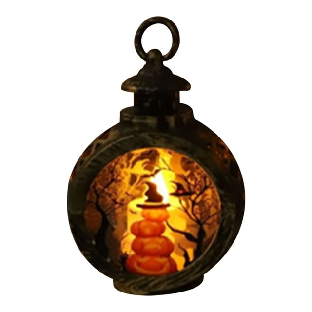 Fiudx Liquidación de ahorros de invierno Lámpara de viento vintage, luces LED, velas, candelabros de Halloween, decoraciones navideñas, adornos festivos, luces electrónicas redondas colgantes