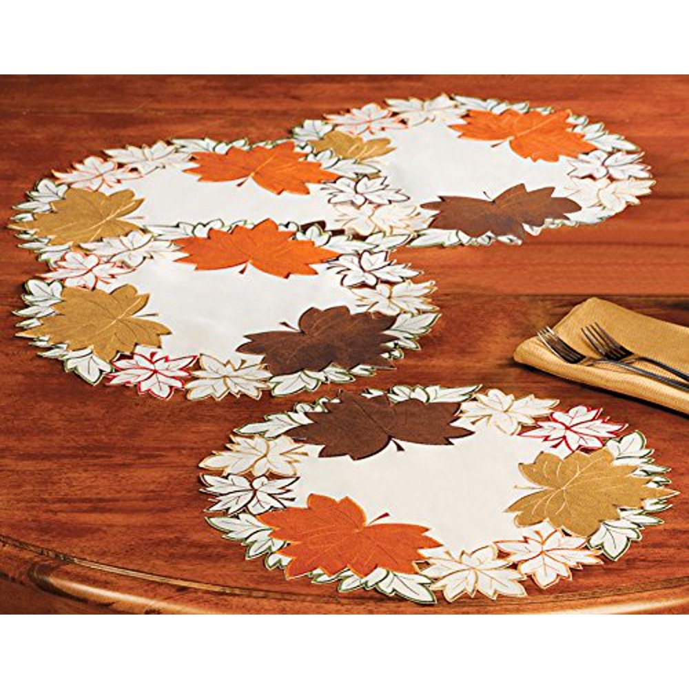 Maple Leaf Embroidered Fall Table Linens Placemat