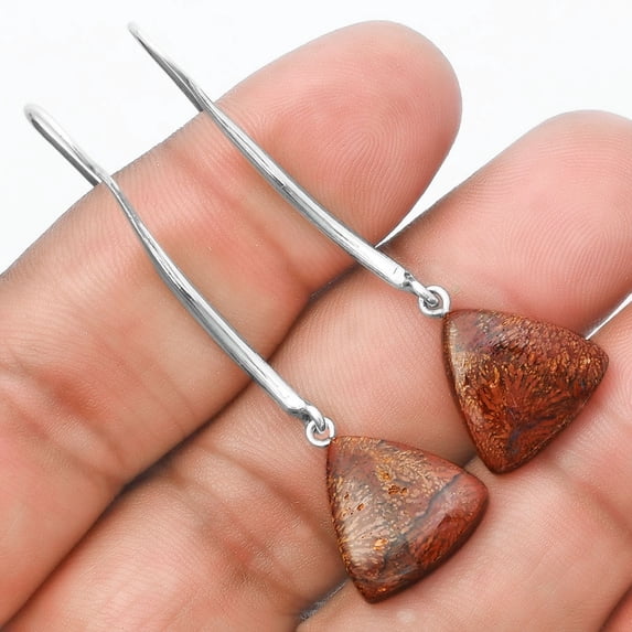 Desiregem Natural Red Moss Agate 925 Sterling Silver Adult Women Earrings Jewelry SDE55599
