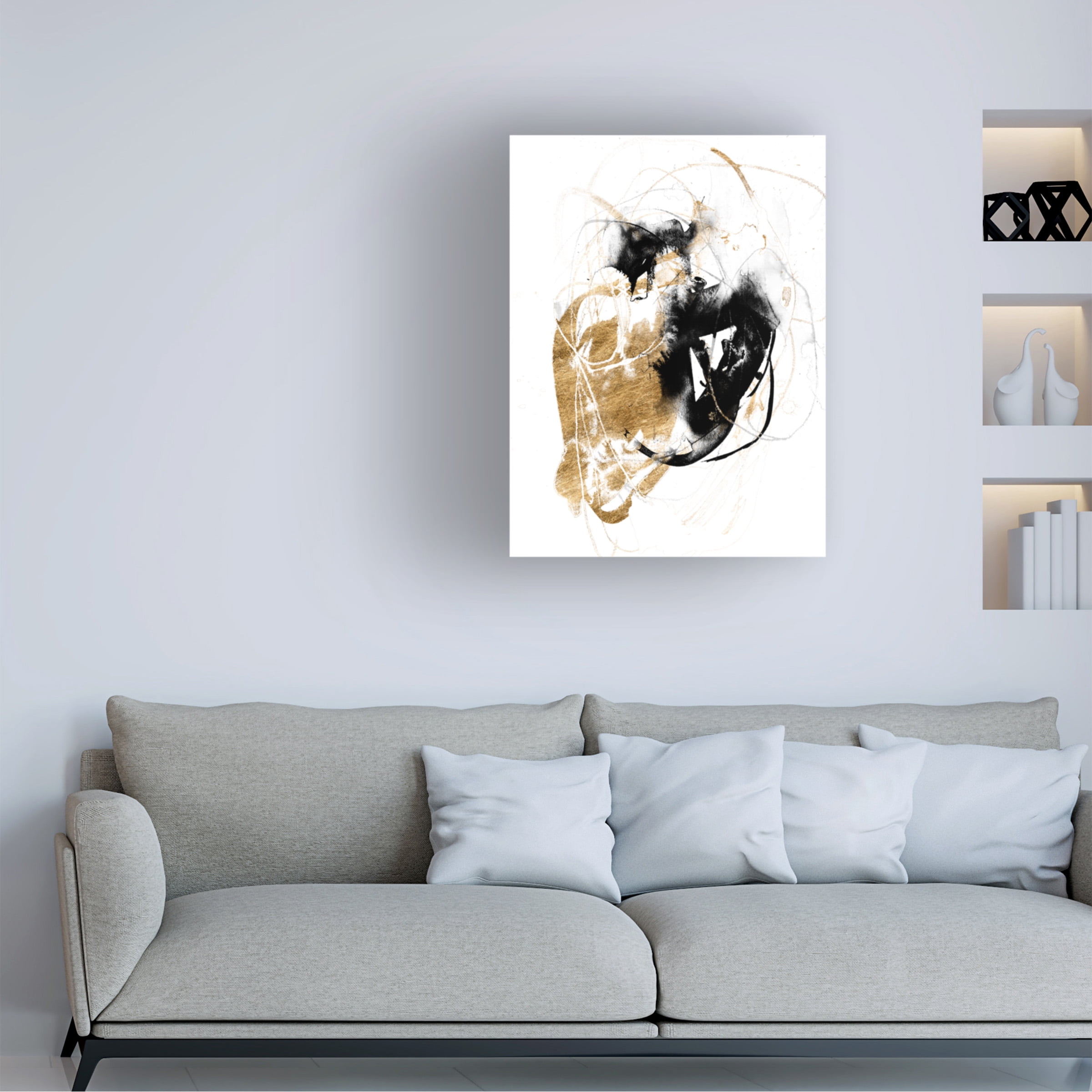 Jennifer Goldberger 'Black And Gold Splash III' Canvas Art