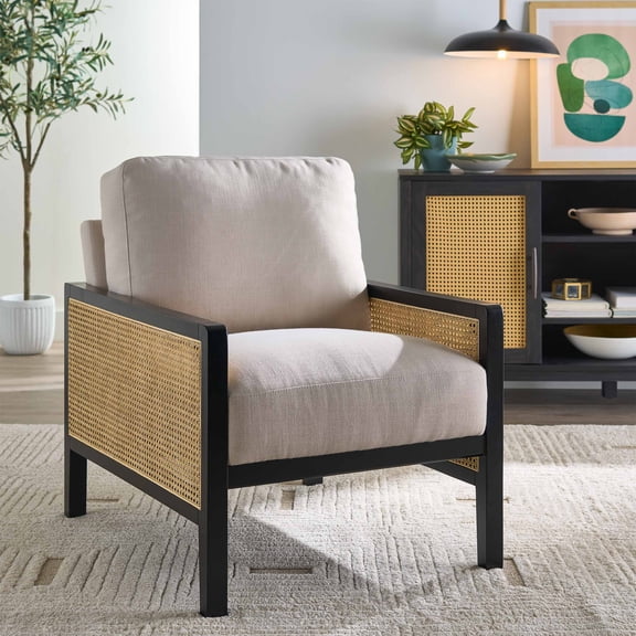 Open Box Better Homes & Gardens Springwood Caning Accent Chair, Charcoal Finish