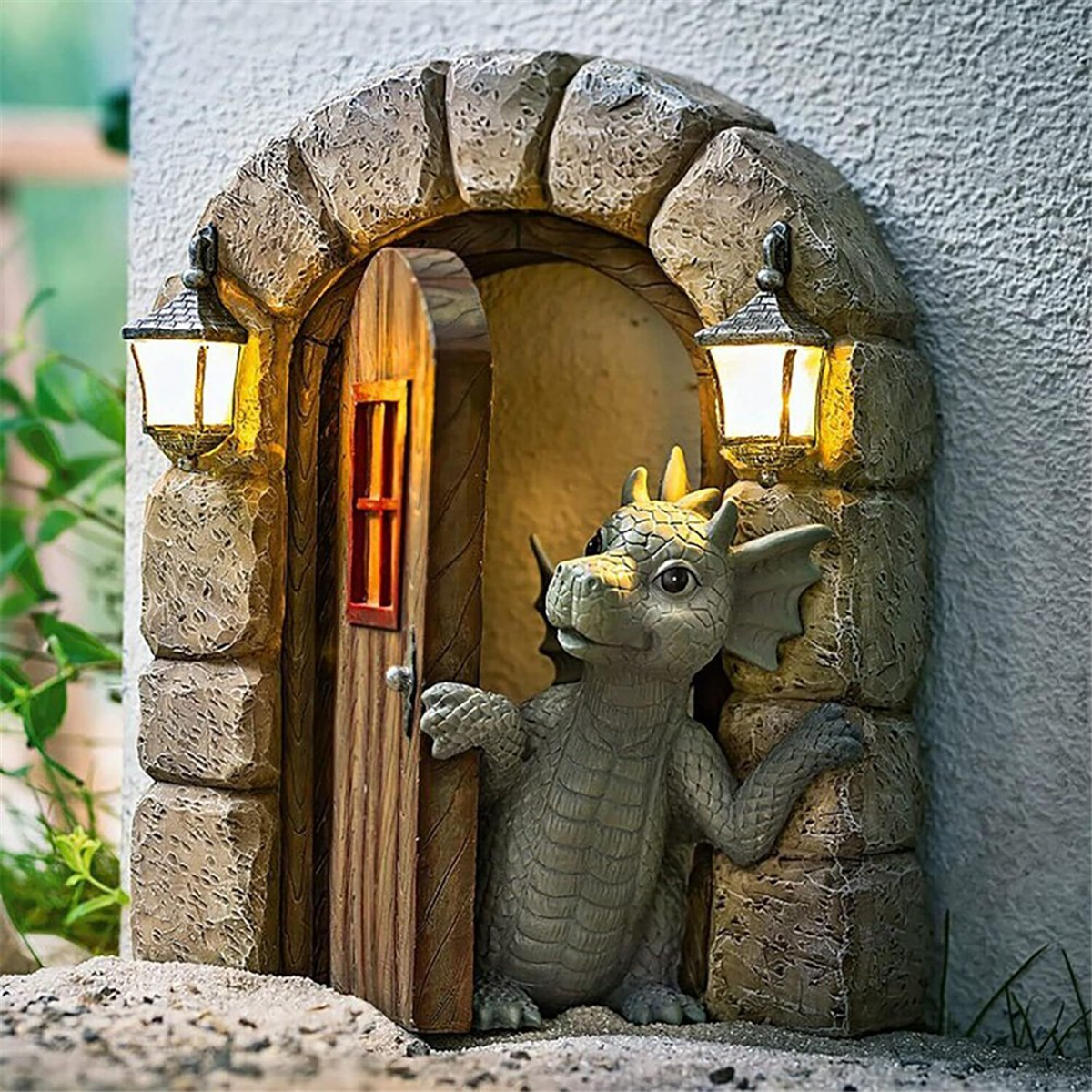 2PCS Garden Decor Wall Decoration Dragon Statues, Small Beautiful Yard Sculpture Resin W111