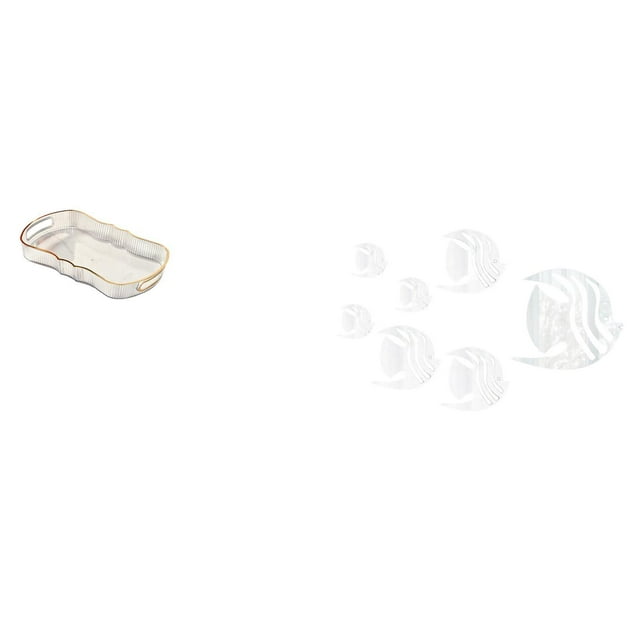 Bandeja de almacenamiento,Bandeja rectangular para servir frutas y postres de cocina,Adhesivo de pared,Calcomanías de pared de peces para dormitorio,sala de estar y oficina,Pegatinas de pared
