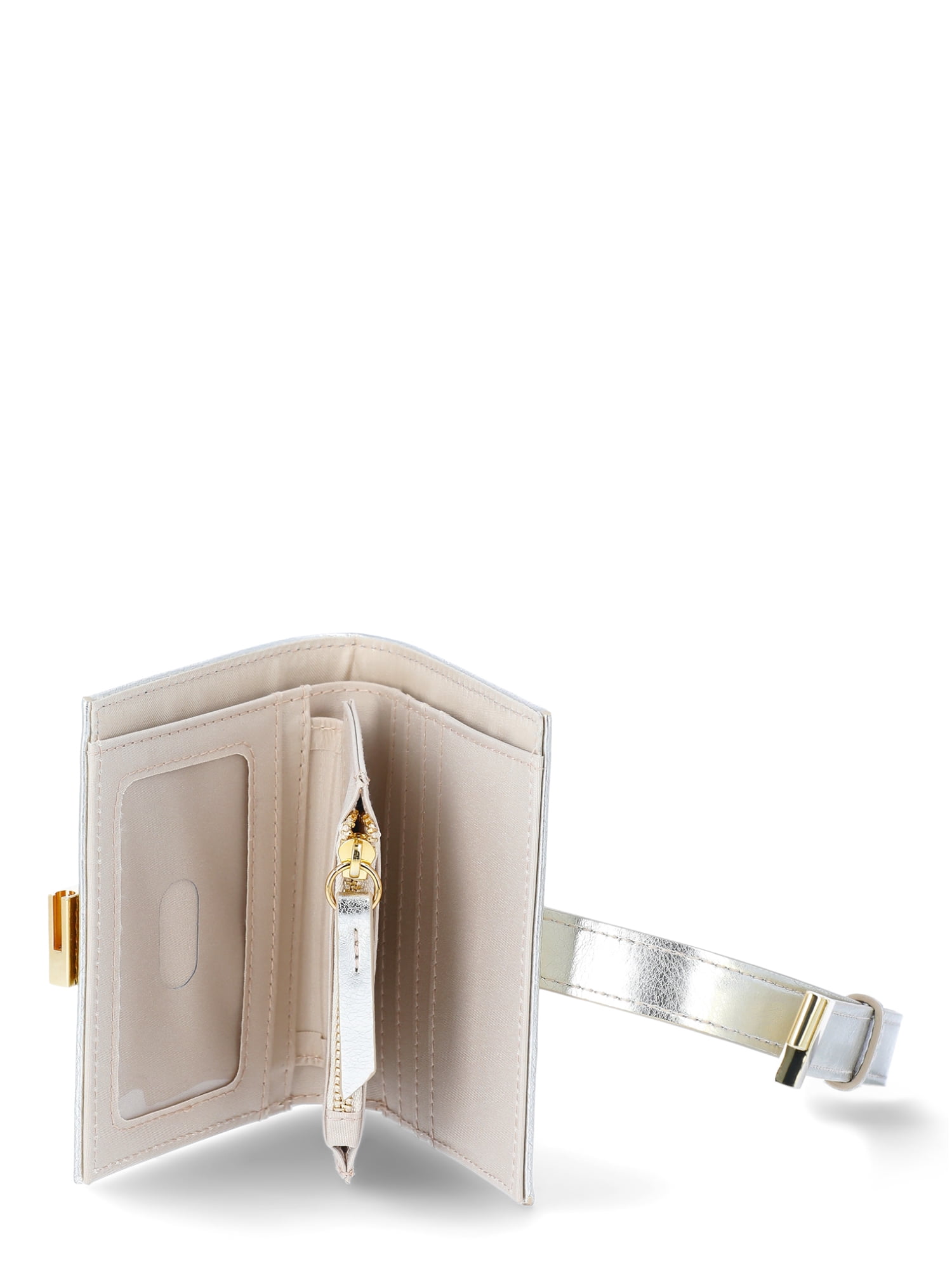Time & Tru Poppy Wristlet Wallet, Metallic Gold