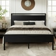 thumbnail image 2 of Allewie Full Size Bed Frame, Heavy Duty Metal Platform Bed with Wooden Headboard & Footboard, No Box Spring Needed, Black Oak, 2 of 9