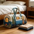 thumbnail image 4 of Printed Travel Duffel Bag, Large Capacity Overnight Bag With Shoulder Strap And Easy Carry Handles, Lightweight Weekend Tote Organizer, For Road Trips Travel Sports, 4 of 8