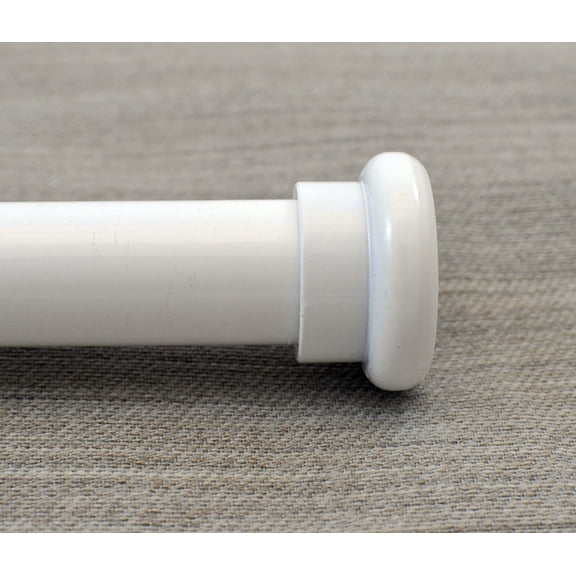 Urbanest Adjustable Single Curtain Rod Set Forged Iron Button Finials – 3/4-Inch Diameter, With Glossy White Rod, 84–120 Inches