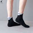 thumbnail image 3 of PULLIMORE Mens Ankle Quarter Crew Socks Cushioned Breathable Sports Tab Athletic Running Socks (Black), 3 of 5
