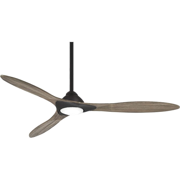 Minka-Aire F868L-CL/DRF Sleek 60" Smart Ceiling Fan with LED Light and Remote Control, Coal (Black) Finish with Three Driftwood Blades