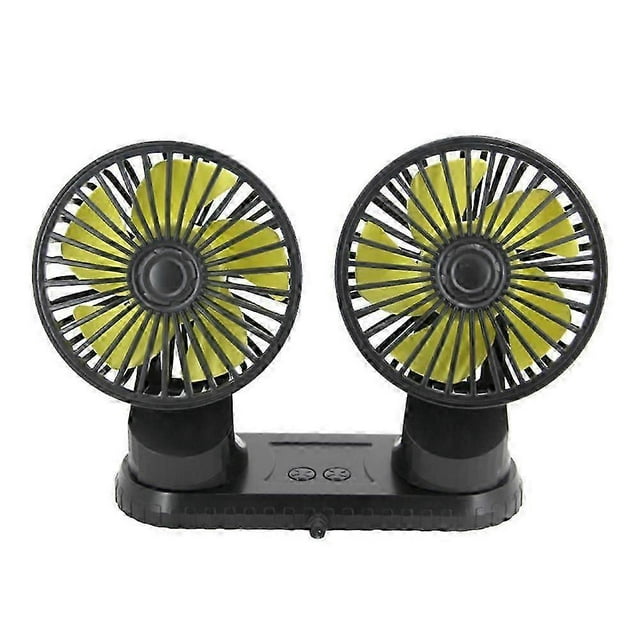 Car Usb Double Head Fan Car Supplies 360 Degree Circular 12v/24v