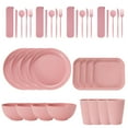thumbnail image 1 of Nvzi Wheat Straw Dinnerware Sets, 36-Piece Plates and Bowls Sets, Cutlery, Microwave Safe Unbreakable Dinnerware for Parties, Picnic, College Dorm, Camping Light Pink, 1 of 4