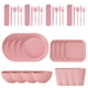 thumbnail image 1 of Nvzi Wheat Straw Dinnerware Sets, 36-Piece Plates and Bowls Sets, Cutlery, Microwave Safe Unbreakable Dinnerware for Parties, Picnic, College Dorm, Camping Light Pink, 1 of 4