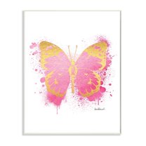 Stupell Industries Hot Pink Pop Butterfly Glam Paint Splatter Wall Plaque by Amanda Greenwood