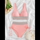 thumbnail image 3 of Bikini de Dos Piezas para Mujer, Cintura Alta, Cuello Halter, Traje de Baño Adelgazante, Rosa, Talla M, 3 of 7