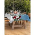 thumbnail image 2 of Outdoor Tablecloth with Umbrella Hole and Zipper, Blue Snowman Christmas Rectangle Table Cloth 52x70 Inch Waterproof Tablecloth, Xmas Tree Green Snowflake Picnic Table Cover for Patio Camping, 2 of 7