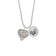 thumbnail image 2 of Delight Jewelry Silvertone Large Open Filigree Heart Silvertone Script Initial Disc - W - Charm Necklace, 20"+3", 2 of 4