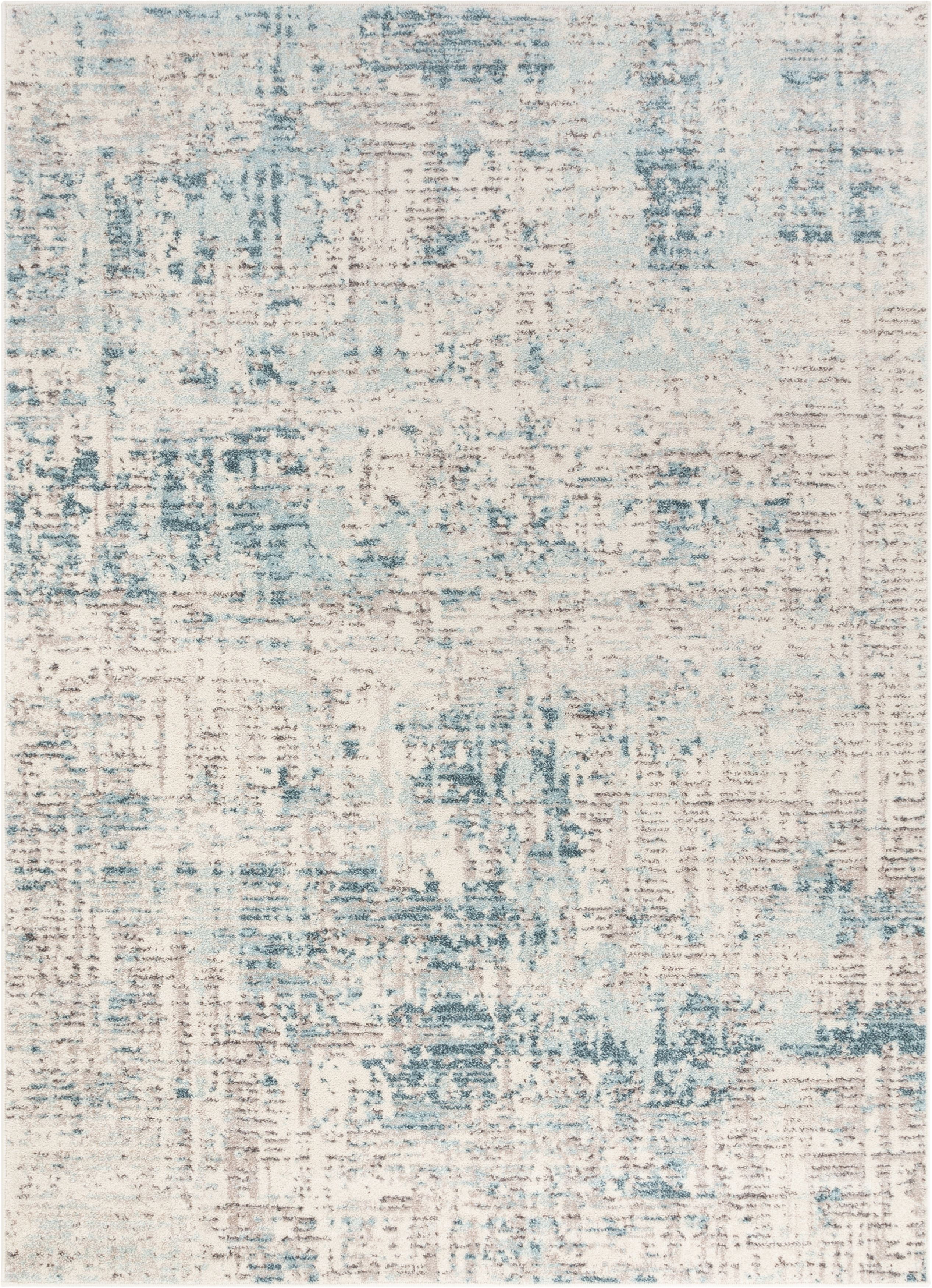 Sydney Tate Blue Modern Abstract Distressed 5'3" x 7'3" Area Rug