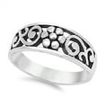 thumbnail image 1 of Oxidized Flower Filigree Swirl Cutout Ring .925 Sterling Silver Band Jewelry Female Male Size 4, 1 of 4