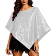 thumbnail image 2 of Glitter Triangle Wrap Cape, Irregular Sequin Poncho Shawl, Glitter Triangle Sequined Wrap Cape for Halloween Party Wedding Evening Costume, Multi Color Sparkly Cover Up, White One Size, 2 of 7