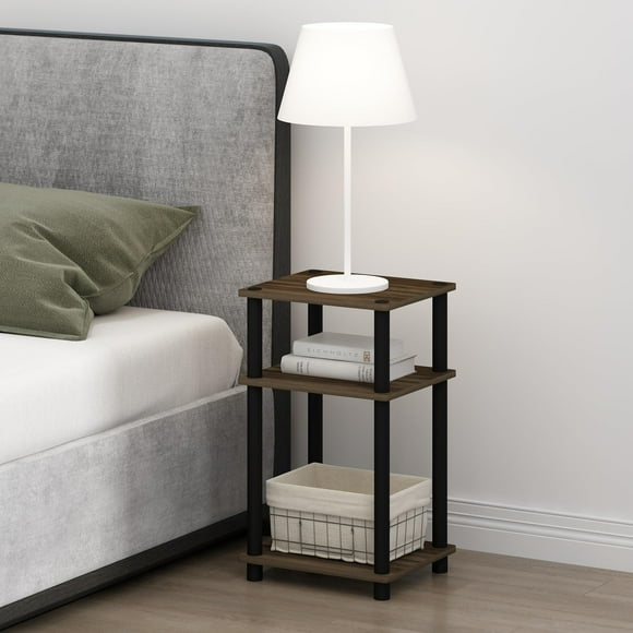 Mesita de noche Furinno Just, de 3 niveles, Turn-Tube, almacenamiento abierto