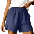thumbnail image 3 of Women's Plus Size Casual Shorts with Pockets Elastic Waist Cotton Summer Beach Vacation, 3 of 9