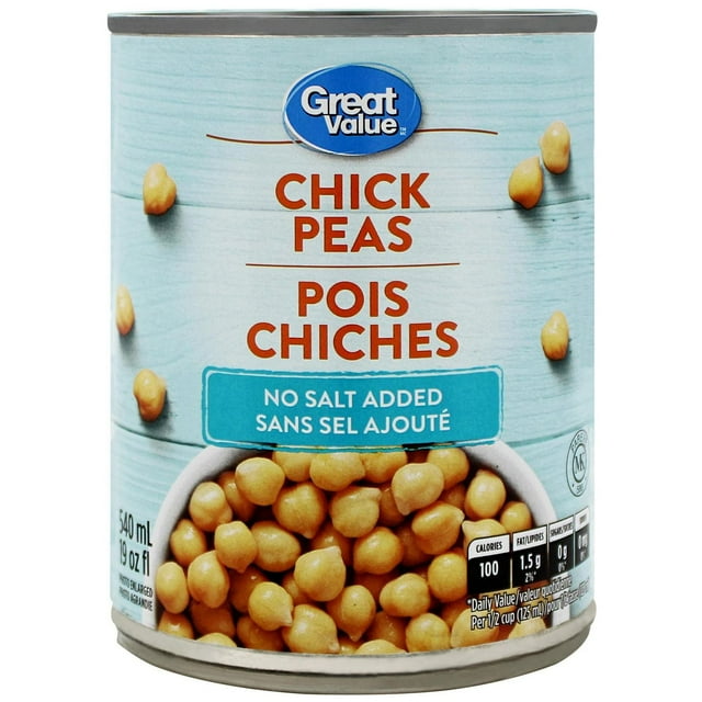 Pois chiches sans sel ajouté de Great Value