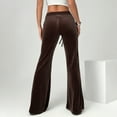 thumbnail image 5 of KDDYLITQ Velvet Pants for Women Velour Drawstring Trousers High Waisted Flare Wide Leg Joggers Thermal Fashion Jeans with Pocket Coffee XL, 5 of 8