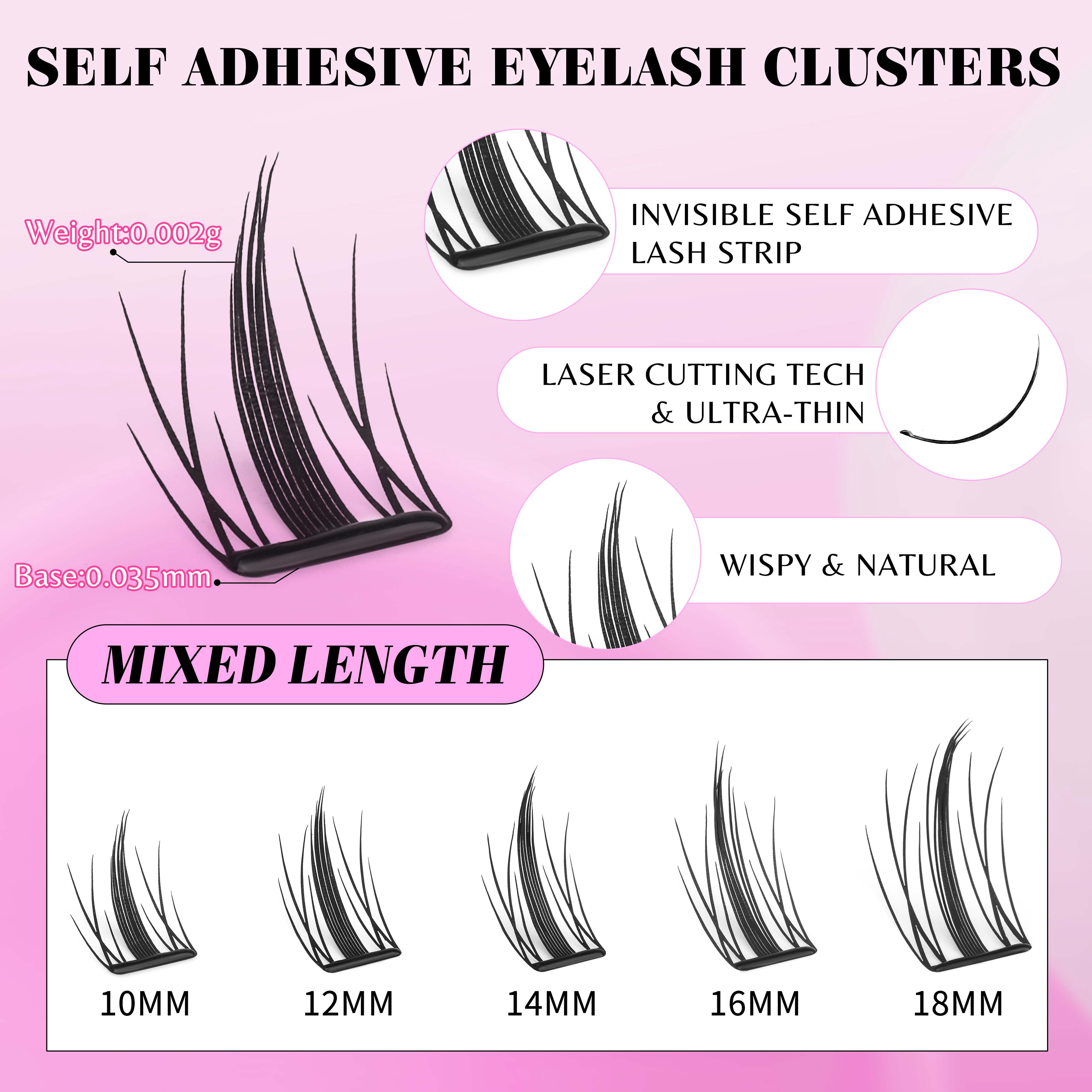 VEVESBEAUTY Lash Cluster Self Sdhesive Sunray Lash 100 Fans 10-18mm