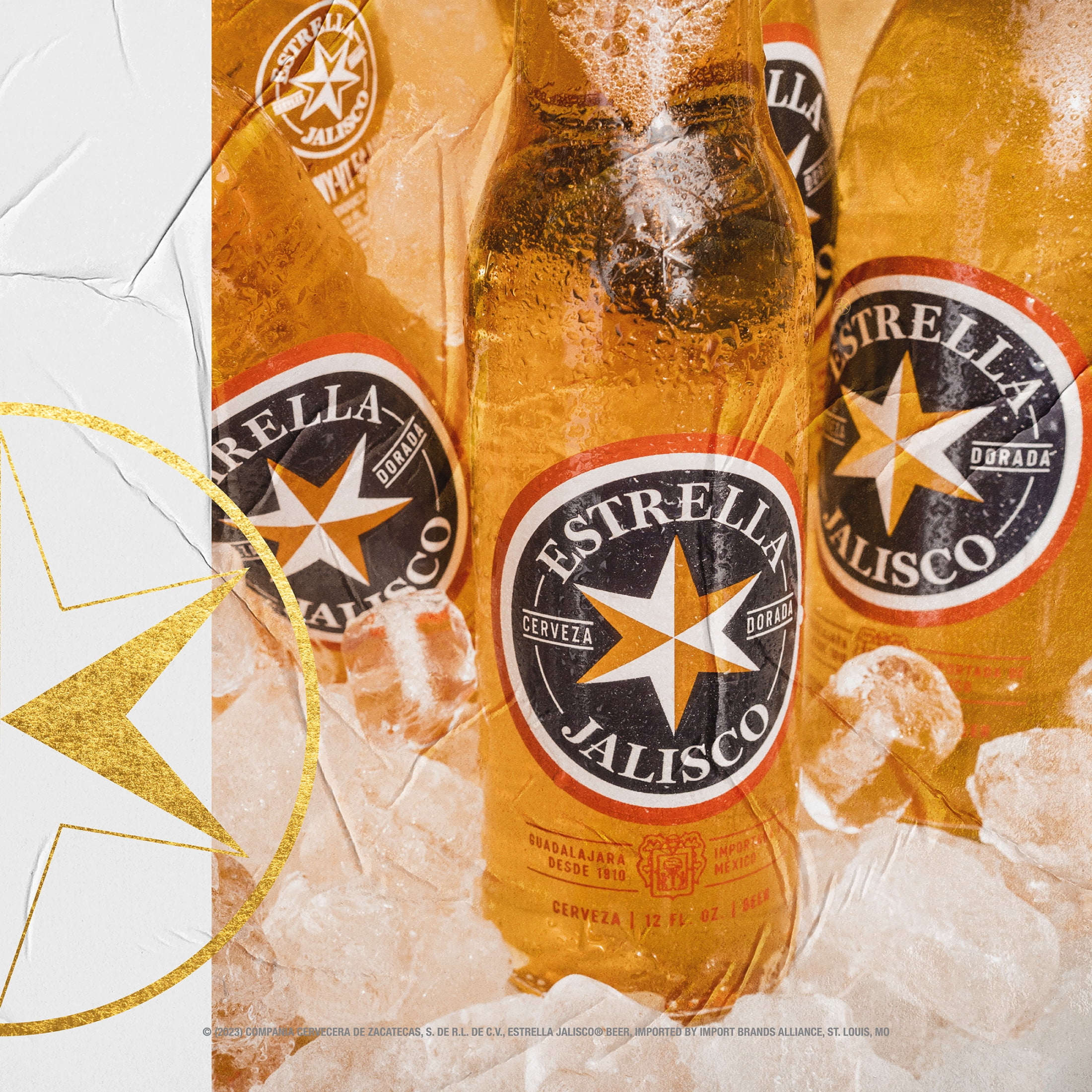 Estrella Jalisco Cerveza Lager Import Beer 24 pack 12 fl oz Glass Bottles 4.5% ABV