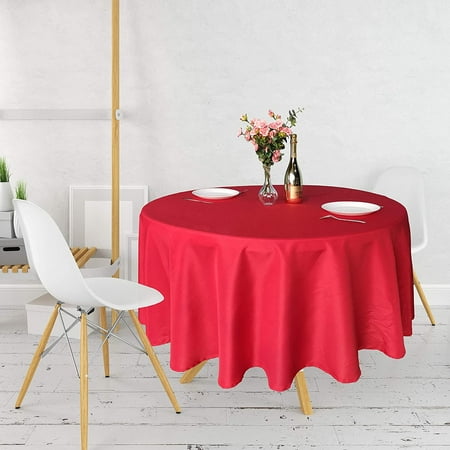 

Trimming Shop Round Tablecloth Polyester Circular 130 GSM Table Cover For Wedding Decorations Banquets Birthday Christmas Parties Events 120 Inch Red 5pcs