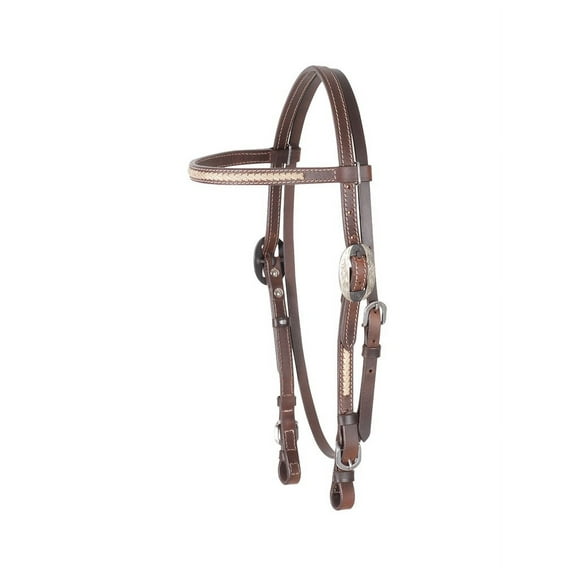 Cashel Headstall Rawhide Laced Buckle Ends Browband Choc SA-HB19RL