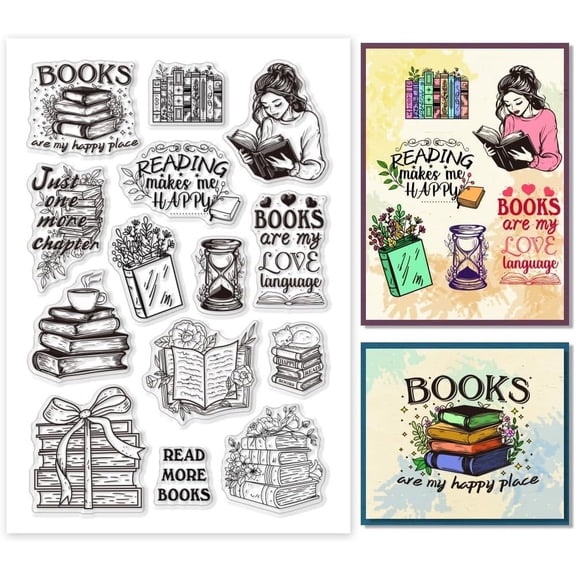 Book Reading Clear Stamp Bookish Reading Silicone Stamps Book Lover Transparent Rubber Stamp Seal Stamps