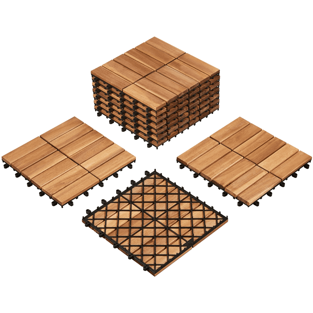 Renwick 10pcs Wood Flooring Tiles 12''x12'' for Outdoor & Indoor Patio Garden, Wood