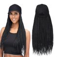 thumbnail image 1 of Yunkang Gorra de béisbol trenzada Caja de peluca Extensiones de cabello trenzado con sombrero Peluca de gorra de pelo sintético de color negro con cabello trenzado negro de 18 pulgadas de largo para m, 1 of 5