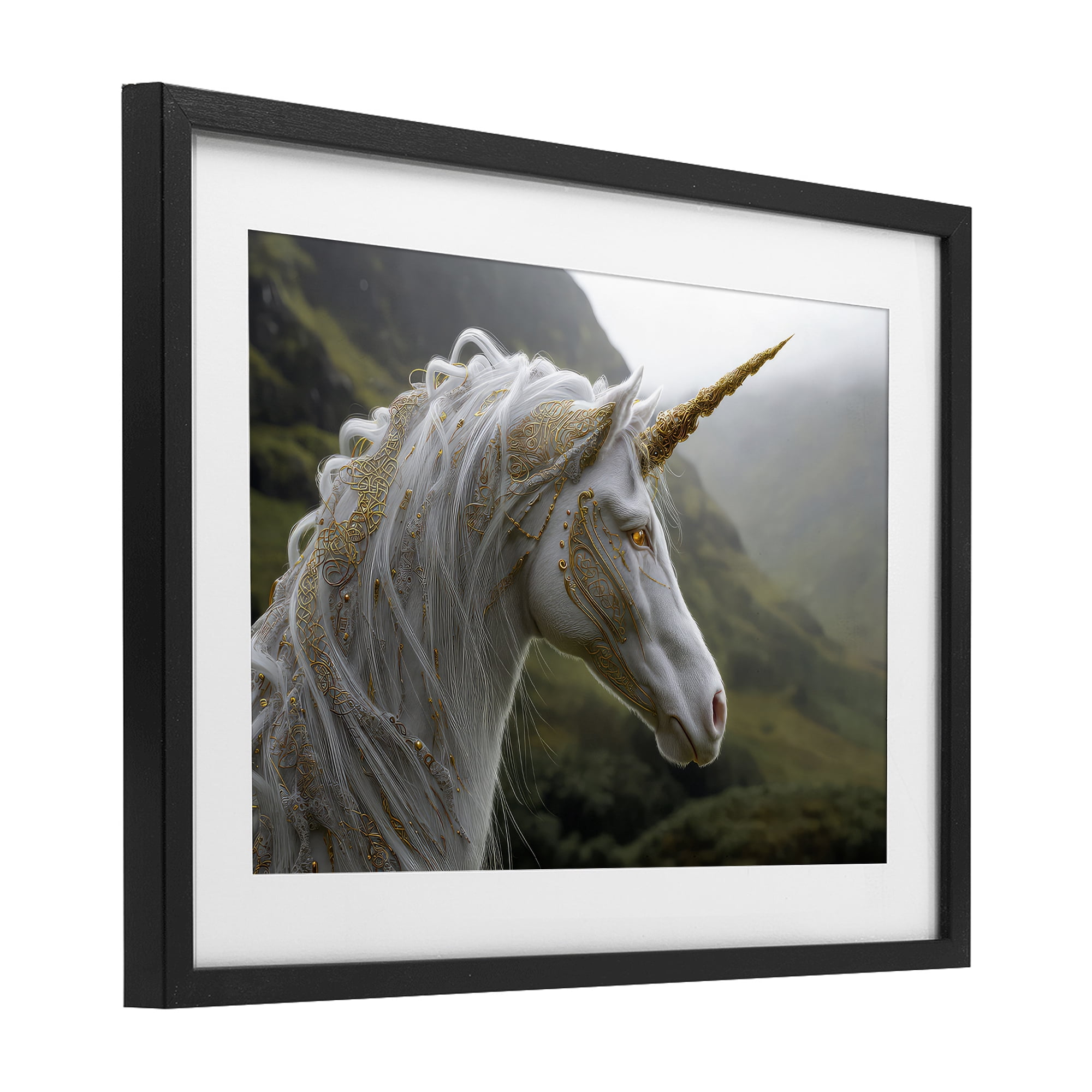 Stupell Industries Ornate Celtic Unicorn Black Framed Print Under Glass, design by The Wands Want