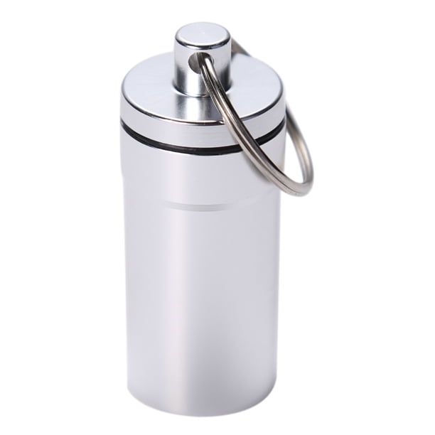 Pastillero Pastillero Camping Aluminio al aire libre Primeros Auxilios Gallipot Práctico Cartucho Llavero Plata