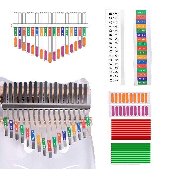 Ubrand 2set Kalimba Thumb Piano Note Stickers for Beginner Learner Musical Gift and Kalimba Scale Sticker Percussion (Color)