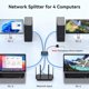 thumbnail image 3 of Divisor LAN RJ45 de 1 A 4 Puertos, Conmutador de Red de Aluminio de 1000 Mbps, Conmutador Ethernet Gigabit con Cable de Alimentación USB-C., 3 of 5