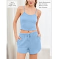 thumbnail image 3 of Ekouaer 3 Piece Waffle Knit Lounge Set for Women, Long Sleeve and Cami Top with Shorts Pajama Sets for All Seasons, 3 of 6
