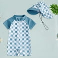 thumbnail image 2 of UAYOTSE 70 110 Kids Cap + Short Sleeve Check Stylish and Cute Kids Swimsuit,Sizes 1-2 Years, 2 of 7