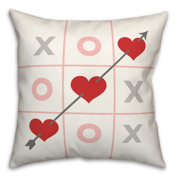 Creative Products Tic Tac Toe Hearts 16 x 16 Spun Poly Pillow
