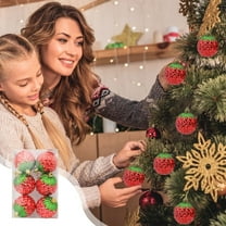 Antqov Christmas Ball Ornaments Cute Christmas Special Shape Strawberry Pendant 6PCS 3.15" Christmas Ornament for Home Party Holiday Decor Gifts