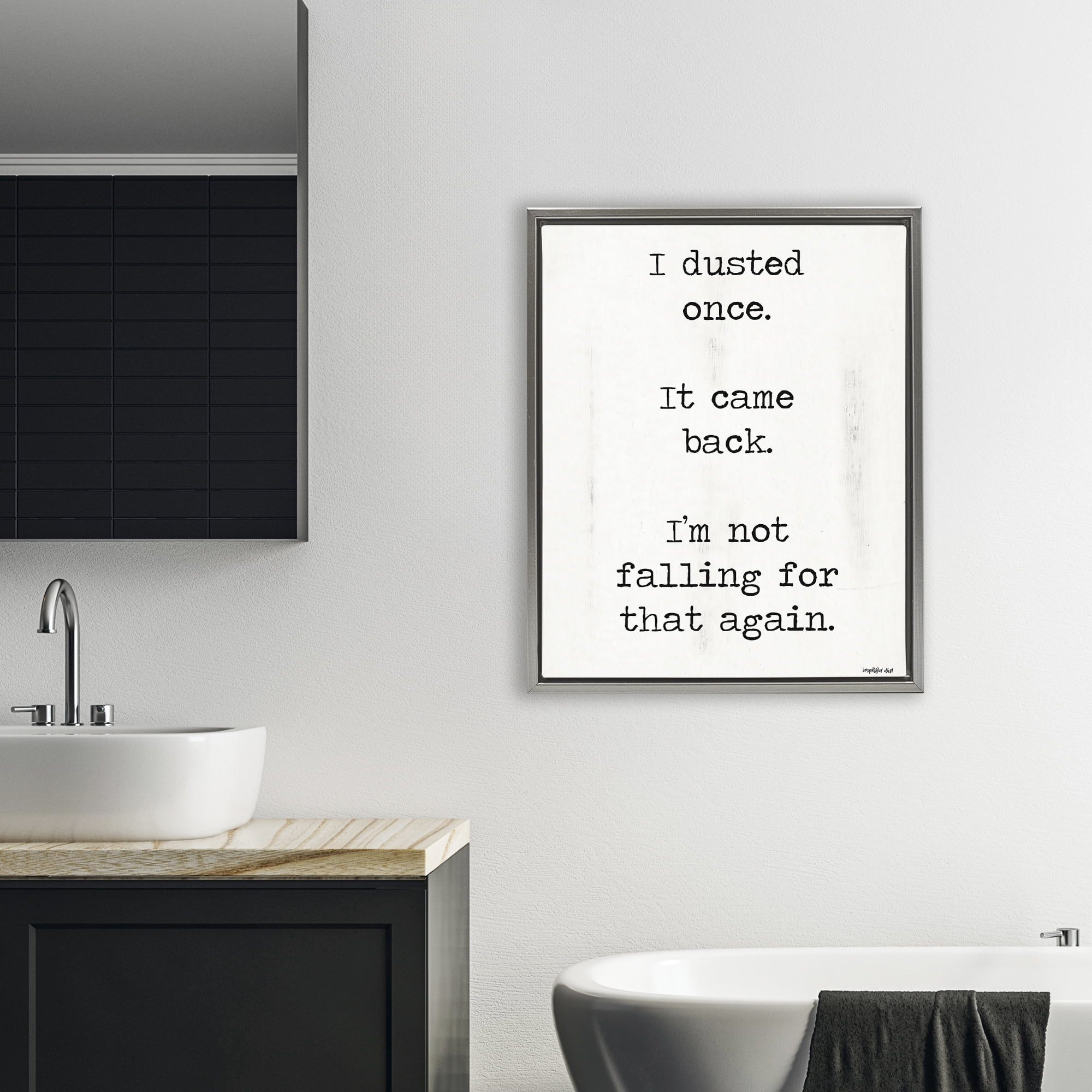 Stupell Industries Dusted Once It Came Back Gray Framed Floater Canvas Wall Art, design by Imperfect Dust