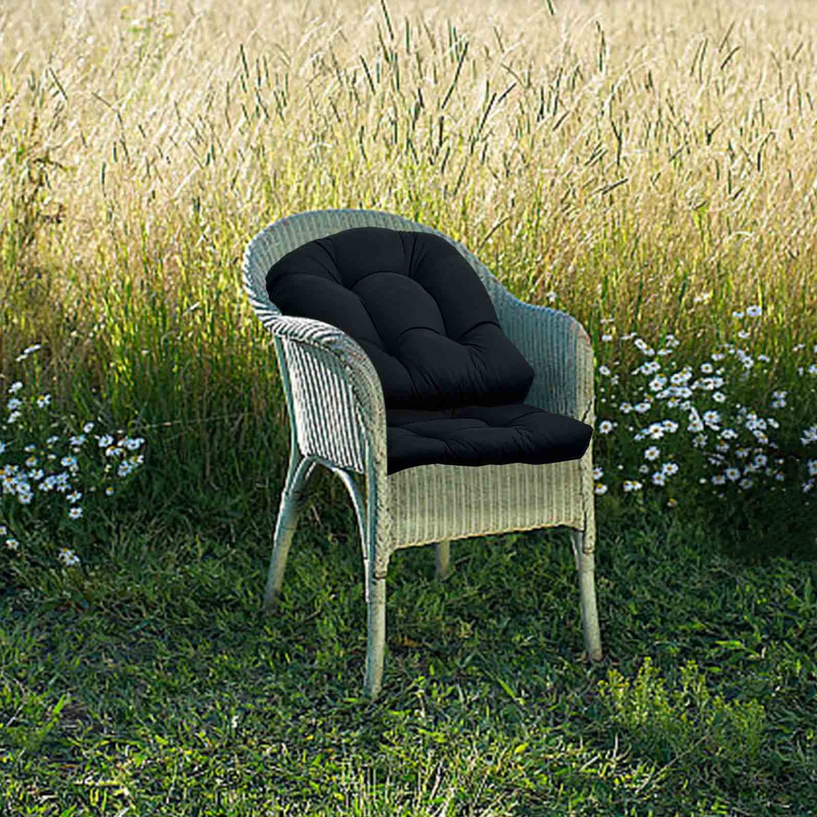 COM1950s Indoor Outdoor Chair Cushions Set of 2 Chair Pads for Sitting Patio Garden Floor Throw Pillows,Waterproof Tufted Overstuffed Patio Furniture Cushions,Memory Foam Outdoor Seat Cushion
